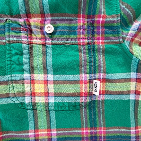 Vans green plaid button-up shirt men size large - Casual Streetwear Skate - Picture 3 of 11